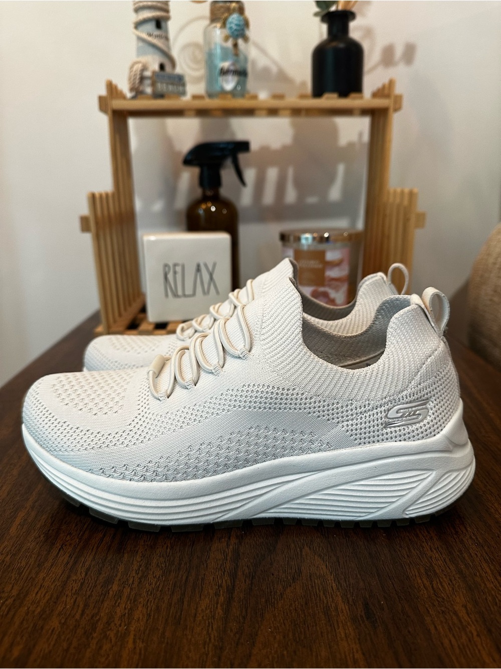 Skechers Women’s Off White Memory Foam Slip-On Knit Walking Sneakers - Picture 9 of 9